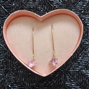 Cubic Zirconia pink heart earrings